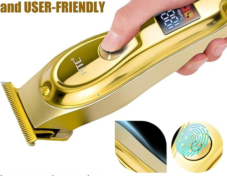 ماكينة قص الشعر - ماكينة تشذيب شعر لاسلكية احترافية قابلة لإعادة الشحن بدقة وسرعات قابلة للتعديل وشاشة LED