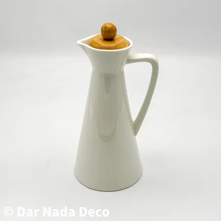 Huilier en céramique avec couvercle en bambou