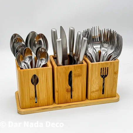 Organisateur d'ustensiles de cuisine en bambou