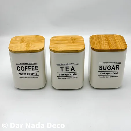 Ensemble de pots à café, thé et sucre en céramique