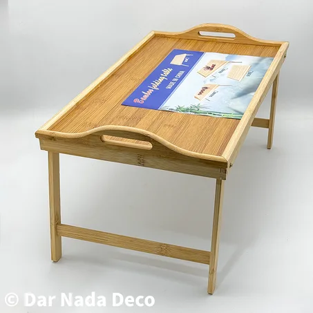 Table De Plateau De Lit En Bambou Avec Pieds
