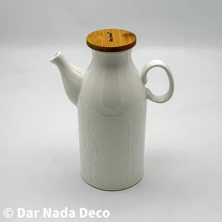 Huilier en céramique avec couvercle en bambou