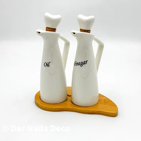 Distributeur de vinaigre d'huile avec palette en bambou