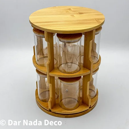 Porte épices 11 pièces: Support 2 étages rotatif 10 Bocaux