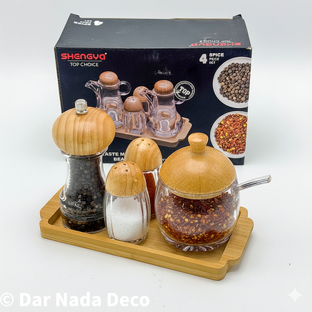 Porte 2 vinaigrette akrilik et bambou 5 pièces