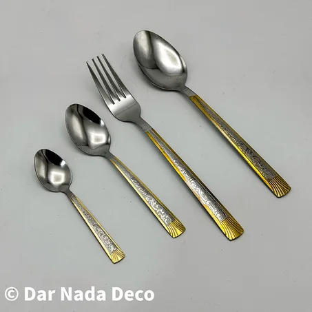 Couverts de table inox argent/or – 24 pièces