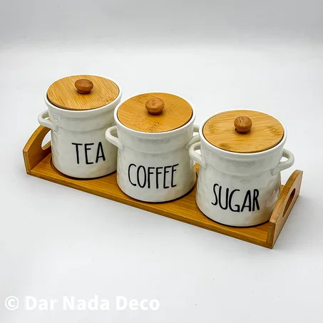 Ensemble de pots à café, thé et sucre en céramique