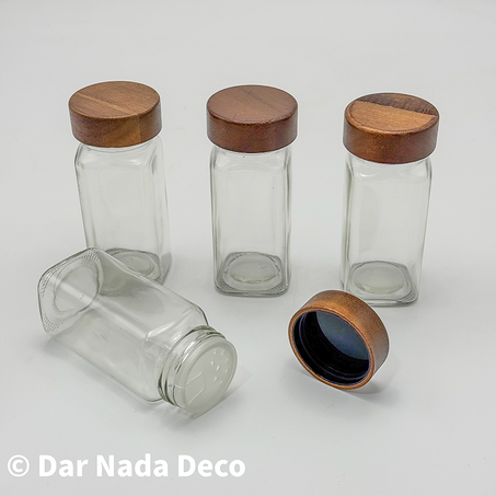 Pot en verre avec couvercle acacia