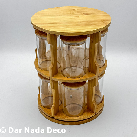 Porte épices 11 pièces: Support 2 étages rotatif 10 Bocaux