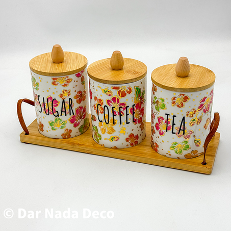 Ensemble de pots à café, thé et sucre en céramique