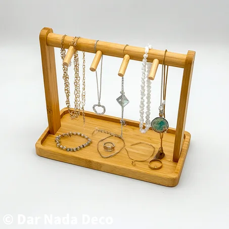 Support à bijoux en bambou avec plateau