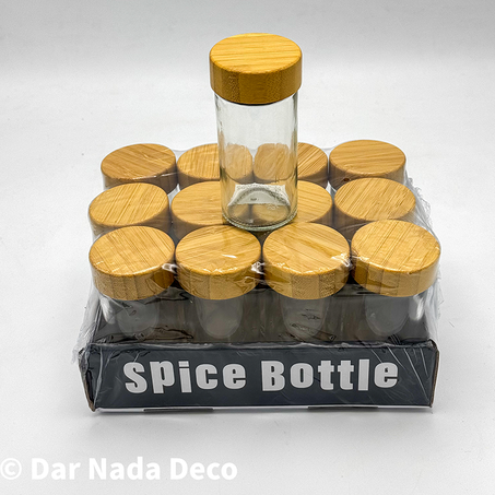 Bocaux à épices en verre avec couvercle en bambou
