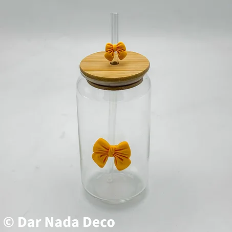 Gobelet en verre avec couvercle bambou & paille