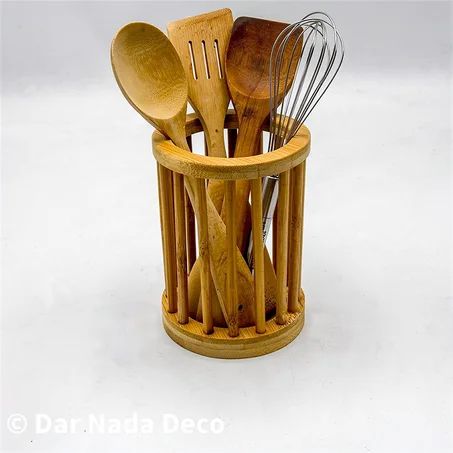 Porte couvert rond en bambou