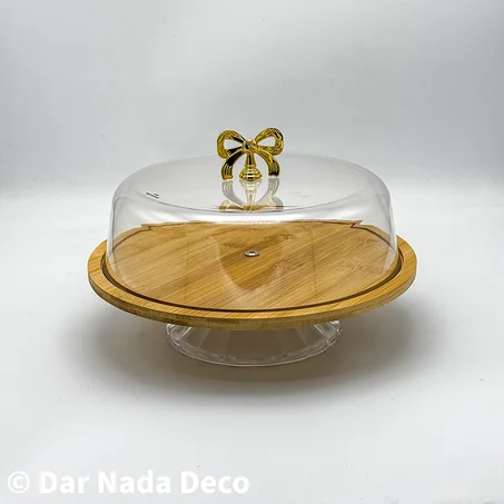 Cloche à gâteau en bambou avec couvercle akrilik