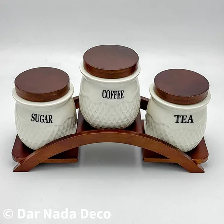Ensemble de pots à café, thé et sucre en céramique