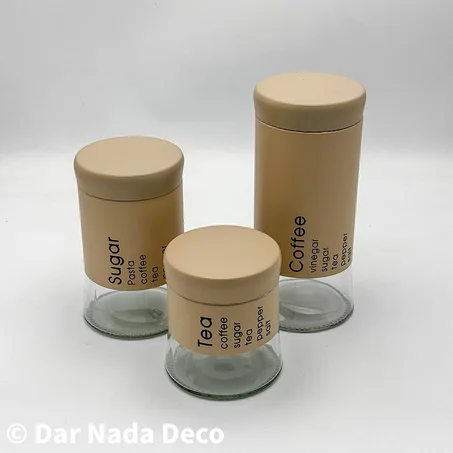 Ensemble de bocaux en verre pour cuisine – Café, Thé et Sucre