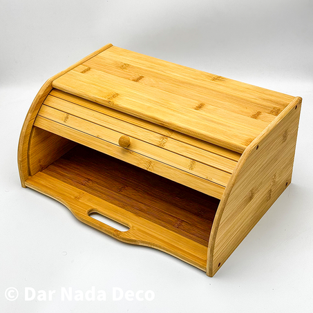 Boîte à pain en bambou avec couvercle à rouleau