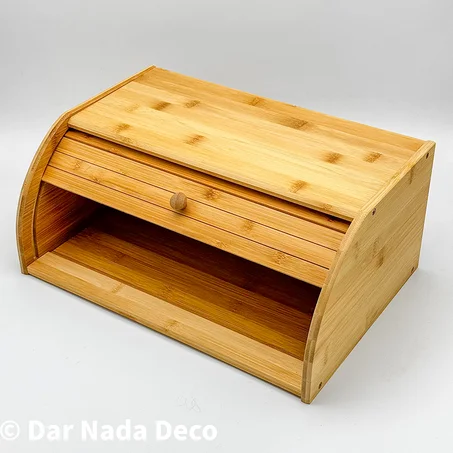 Boîte à pain en bambou avec couvercle à rouleau