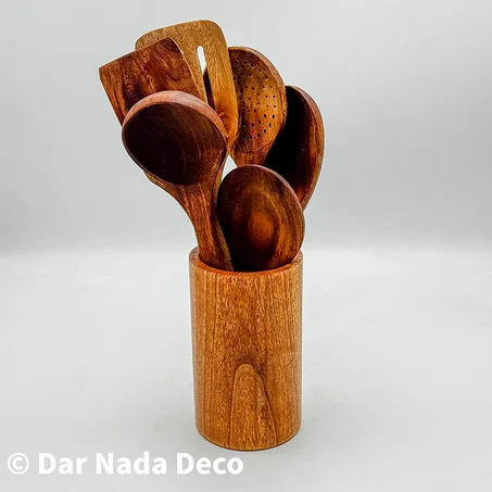 Set d’ustensiles en bois d’acacia