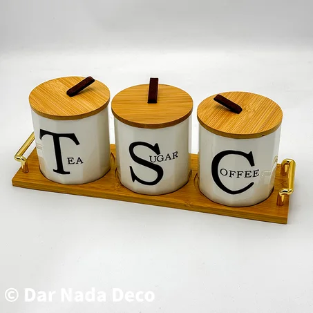 Ensemble de pots à café, thé et sucre en céramique