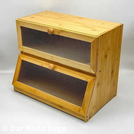 Armoire de rangement en bambou avec 2 porte vitrée