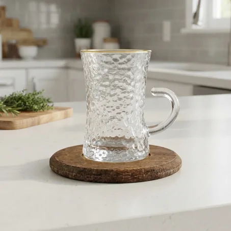 Set 6 Tasses Verre & Bois