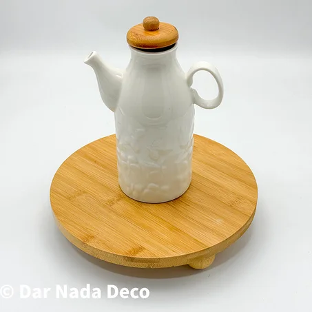 Huilier en céramique avec couvercle en bambou