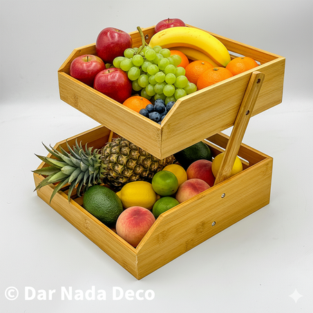 Étagère à fruits en bambou à 2 niveaux