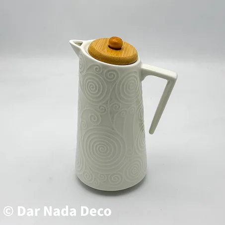 Huilier en ceramique avec couvercle en bambou