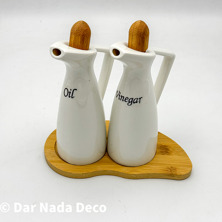 Distributeur de vinaigre d'huile avec palette en bambou