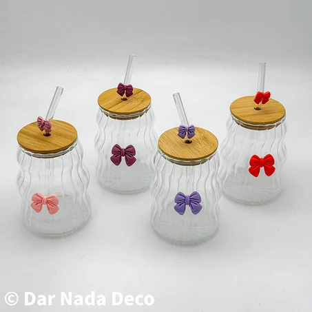 Gobelet en verre avec couvercle bambou & paille