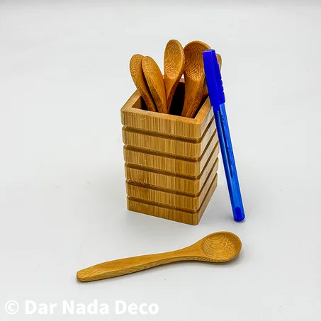 porte cuillère avec 6 cuillère en bambou