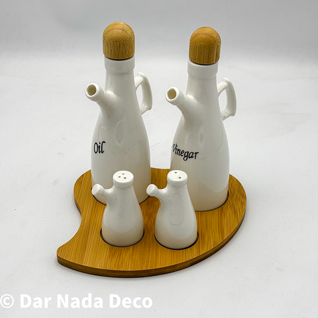 Distributeur de vinaigre d'huile et sel avec palette en bambou