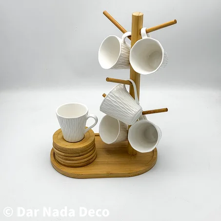 Service à café avec support en bambou 13 pcs