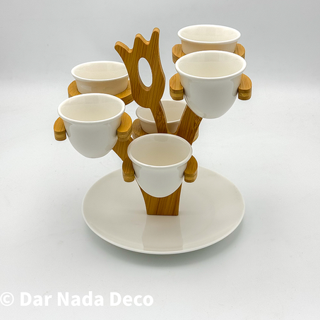 Service à café 6 tasses avec support bambou