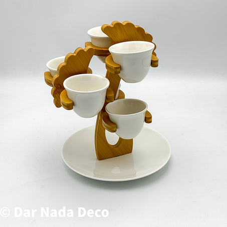 Service à café 6 tasses avec support bambou
