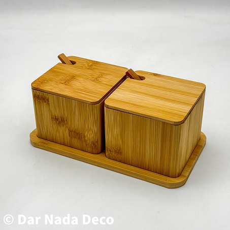 Ensemble de pots à épices en bambou avec couvercles et plateau