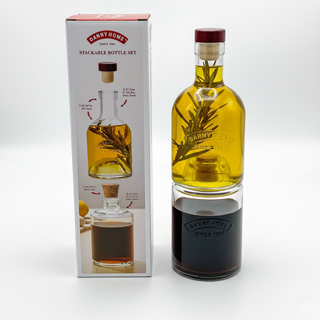 Set de 2 bouteilles en verre vinaigre et huile