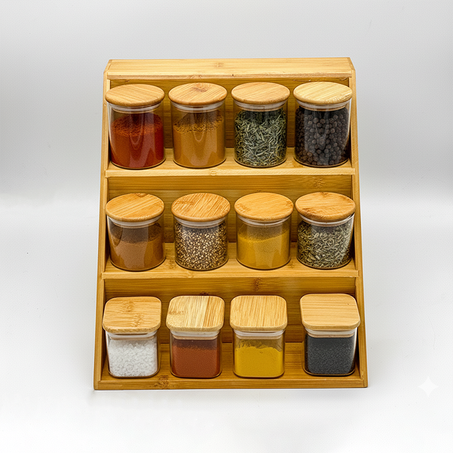 Bocaux en verre avec couvercle en bambou