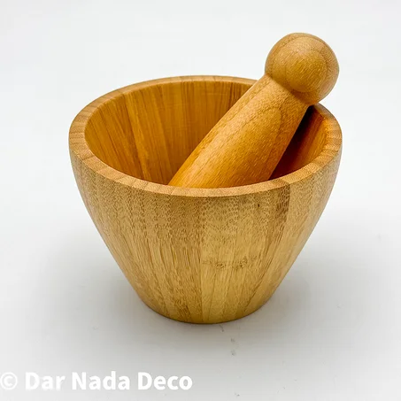 Mortier et pilon en bambou