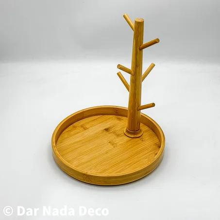 Présentoir à Tasses en Bambou avec Plateau 25 cm
