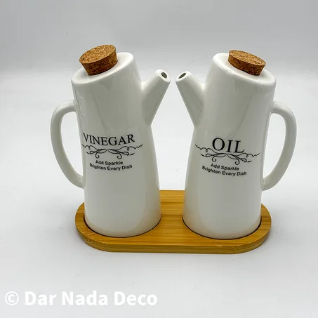 Huilier et Vinaigrier Design avec Plateau en Bambou