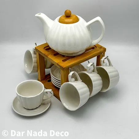 Service à cafè 14 pcs avec support en bambou