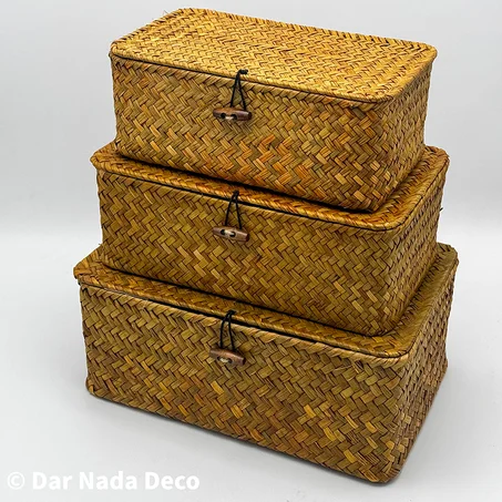 Panier de Rangement en Osier avec Couvercles