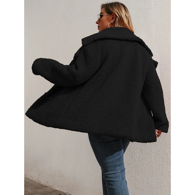 manteau duveteux noir femme