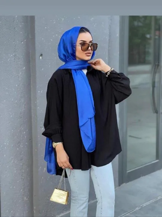Chemisier oversize manches coton et crêpe