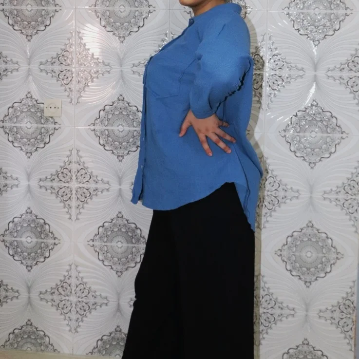 Chemisier oversize manches coton et crêpe
