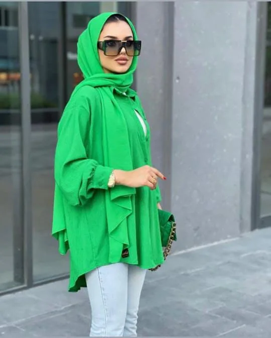 Chemisier oversize manches coton et crêpe