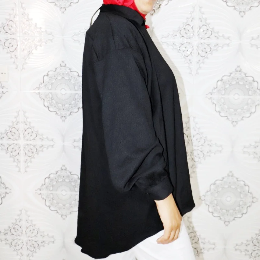 Chemisier oversize manches coton et crêpe